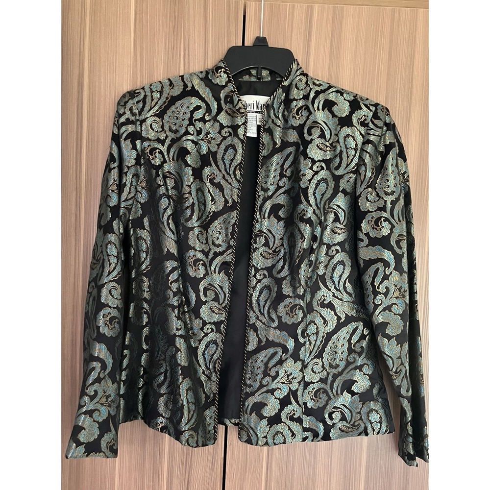 Vintage Sheri Martin Jacket Asian Baroque Gold Blue Paisley Size Medium